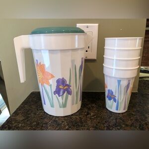 Packerware Floral Pitcher and Cup Set